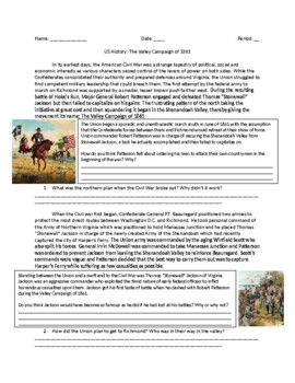 Preview of US History: The Valley Campaign of 1861