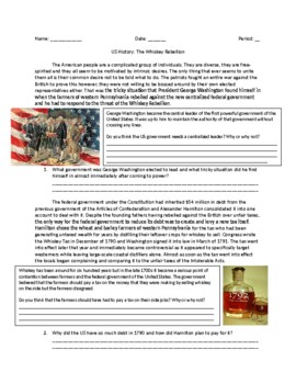 The Whiskey Rebellion Worksheets Teaching Resources Tpt