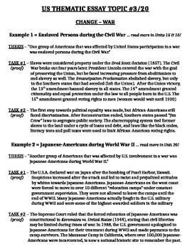 Preview of U.S. - Thematic Essay Body Outline - Topic 03/20 - War