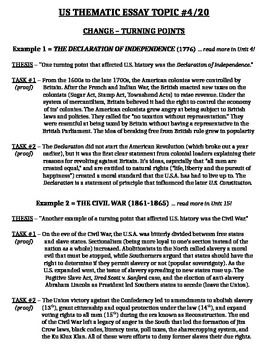 Preview of U.S. - Thematic Essay Body Outline - Topic 04/20 - Turning Points