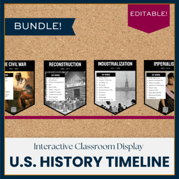 Preview of US History Timeline Bundle | Google Slides | Interactive Classroom Decor