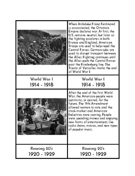 Preview of US History Timeline Series - 1914 - 1973