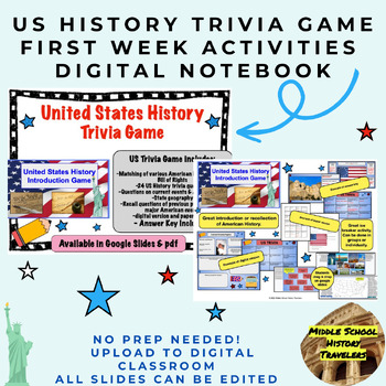 Preview of US History Trivia Game (1st Day of School or fun activity)