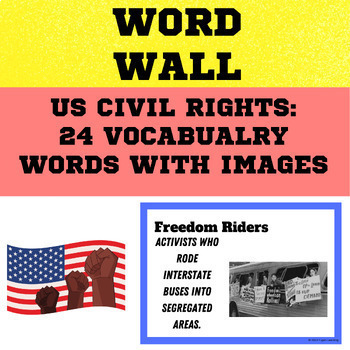 Preview of US History US Civil Rights, Vocabulary Word Wall + Digital Frayer Model Template