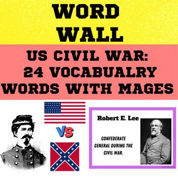 Preview of US History US Civil War  - Vocabulary Word Wall + Digital Frayer Model Template