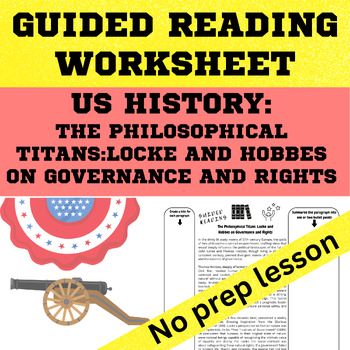 Preview of US History Unit One - Locke and Hobbes on Governance Guided Reading worksheet