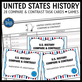 Preview of US History Vocabulary Compare Contrast Task Cards and Games