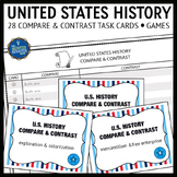 US History Vocabulary Compare Contrast Task Cards and Games