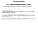 US History - Complete Vocabulary by Unit with Worksheet Ac