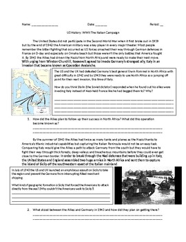 Preview of US History: WWII The Italian Campaign