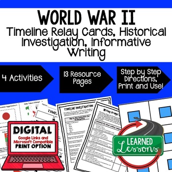 WWII Timeline Relay & Writing Prompt Activity, Google Classroom, Print ...