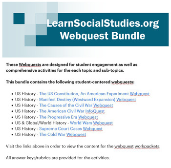 Preview of US History - Webquest Bundle