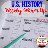 US History Morning Work - Bell Ringer Warm Up - 5th Grade 