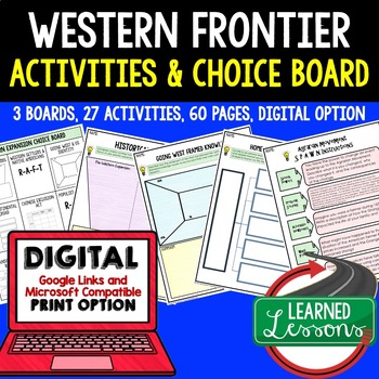 Preview of Western Frontier Activities, Choice Board, Print & Digital Google