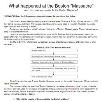 Preview of US History: What happened at the Boston "Massacre" Inquiry Lesson 