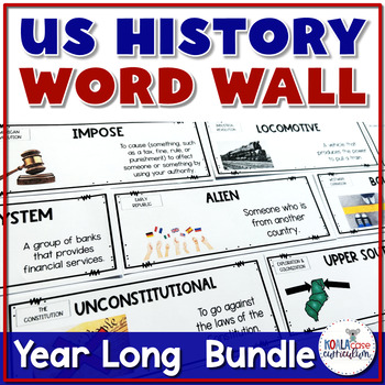 Preview of US History Word Wall Bundle | Vocabulary Puzzles | Middle School History