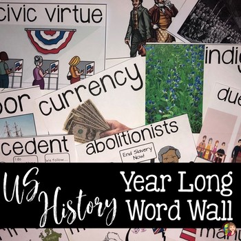 Preview of US History American History Word Wall Terms for the Entire Year