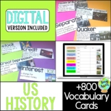 US History Word Wall, US History Vocabulary Cards, Social 