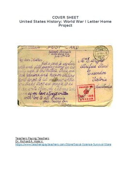 Preview of US History: World War I Letter Home Project: Rationale/Outlines/Rubric/Sample