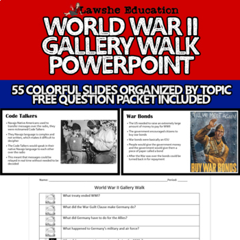 Preview of US History World War II Gallery Walk PowerPoint WWII WW2 World War 2 APUSH