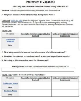 Preview of US History: World War Two Japanese Internment Inquiry Lesson: Distance Learning