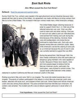 Preview of US History: Zoot Suit Riots during World War Two Inquiry Lesson