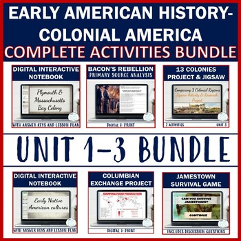 Preview of US History digital Interactive notebook: Early American history, 13 colonies