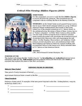 Hidden Figures Assignement Worksheets Teaching Resources Tpt