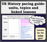 US History pacing guide and links to TpT lessons