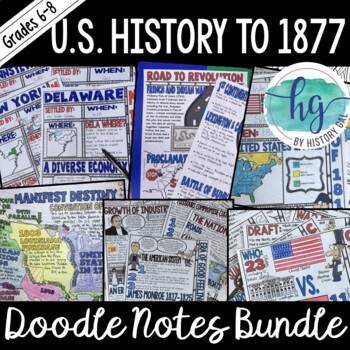 Preview of American History to 1877 Doodle Notes & Digital Notes for U.S. History Bundle