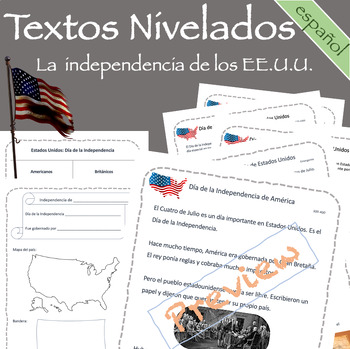 Preview of Día de la Independencia / US Independence Day Leveled Text Bundle