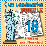 US LANDMARKS BUNDLE - 18 American Monuments Word Search Pu