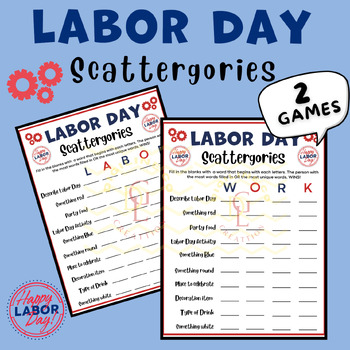 USA Labor Day Game Scattergories Printable