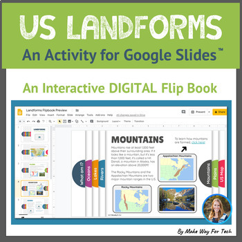 Preview of US Landforms | Landforms and Bodies of Water | Landforms Flipbook |Google Slides
