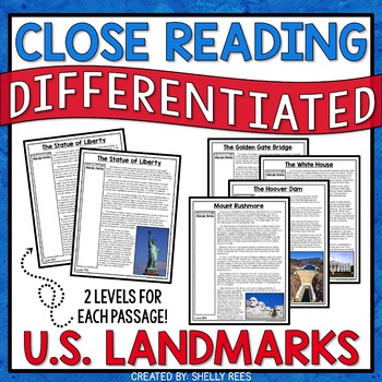 Preview of US Landmarks Reading Comprehension Passages and Worksheets Bundle