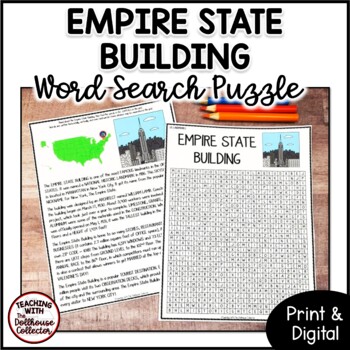 US Landmarks Word Search Puzzle EMPIRE STATE BUILDING TpT