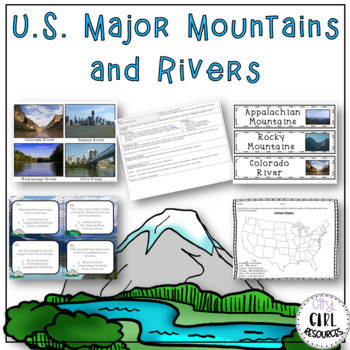 Preview of US Major Mountains and Rivers Unit with Lesson Plans