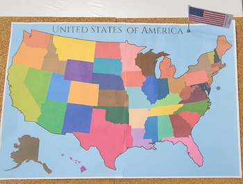 Preview of US Map & State Flags Toothpick Activity
