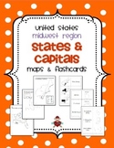 US Midwest Region States & Capitals Maps