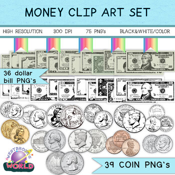 Preview of US Money Clip Art , Coins Clip Art, Dollar Bill Clip Arts
