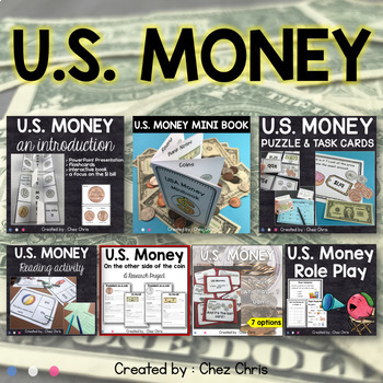 Preview of US Money coins and bills : Flashcards, Activities, Worksheets and Games