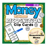 U.S. Money Recognition Clip Cards with Coins and Bills