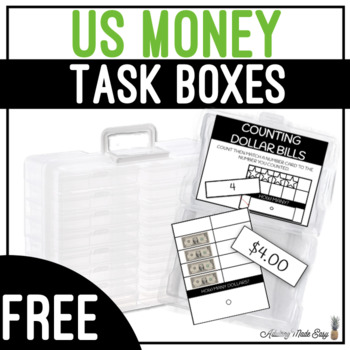 Preview of US Money Task Boxes - Counting Dollars & Pennies 10 Frame FREEBIE