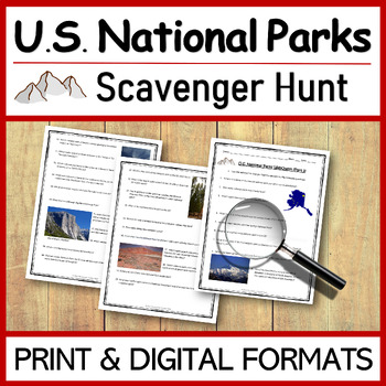 Preview of US National Parks SCAVENGER HUNT | WEBQUEST