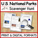 US National Parks SCAVENGER HUNT | WEBQUEST