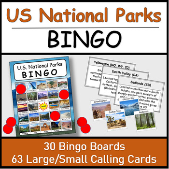 Preview of US National Parks BINGO Game | Just Print, Cut & Play!