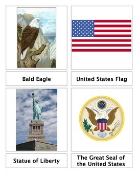 Preview of U.S. National Symbols 3-Part Cards