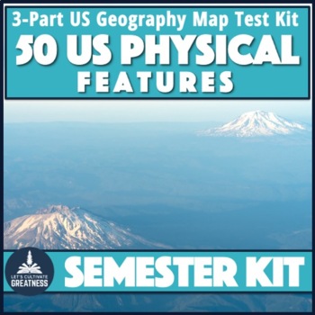 Preview of US Physical Geography Map Test 3-Pack Bodies of Water and Landforms