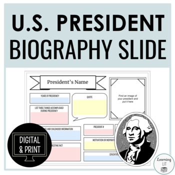 Preview of President Biography Research Slide - Presidents Day Activity for Middle School