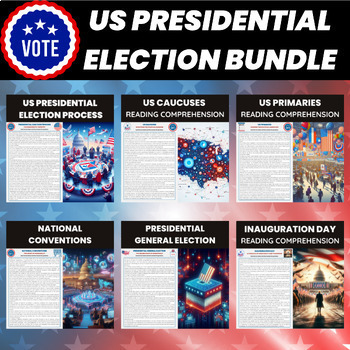 Preview of US Presidential Election Reading Comprehension Worksheet Bundle | US Elections
